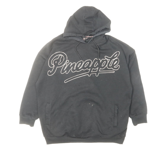 Pineapple Black Hoodie for Women, M, Polyester Blend