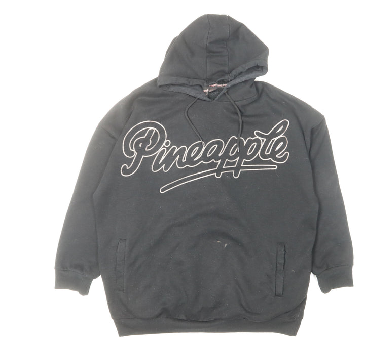 Pineapple Black Hoodie for Women, M, Polyester Blend