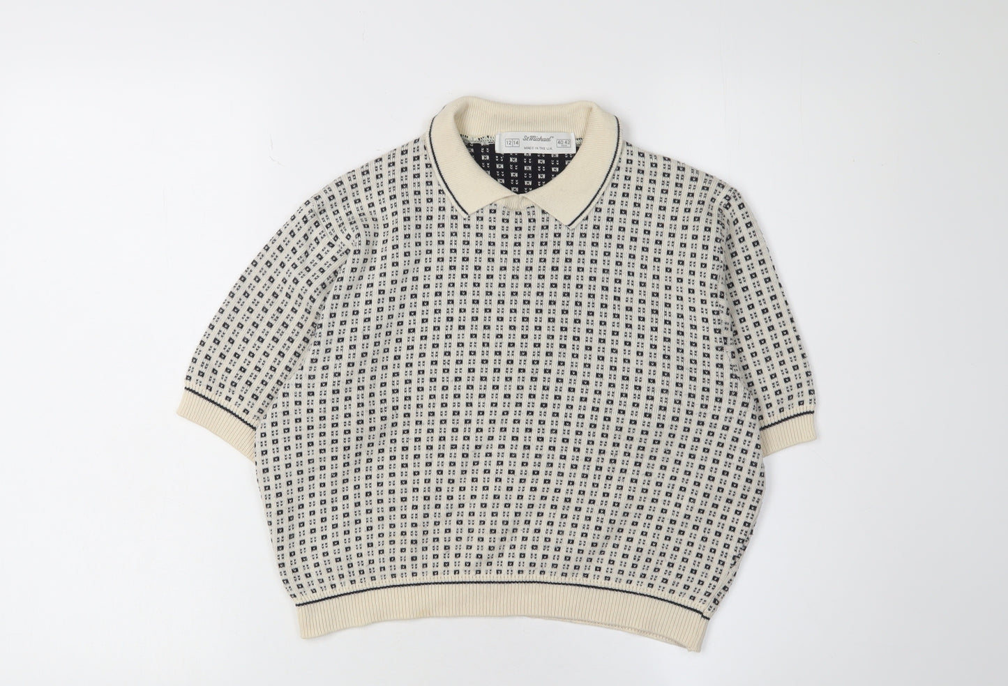 St Michael Women's Beige Collared Pullover Jumper Size 12-14
