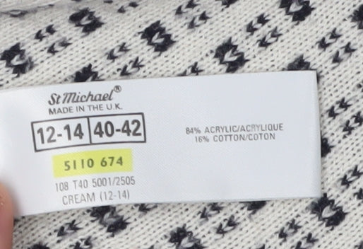 St Michael Women's Beige Collared Pullover Jumper Size 12-14