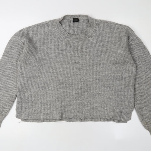Women's Grey Chunky-Knit Pullover Jumper - S