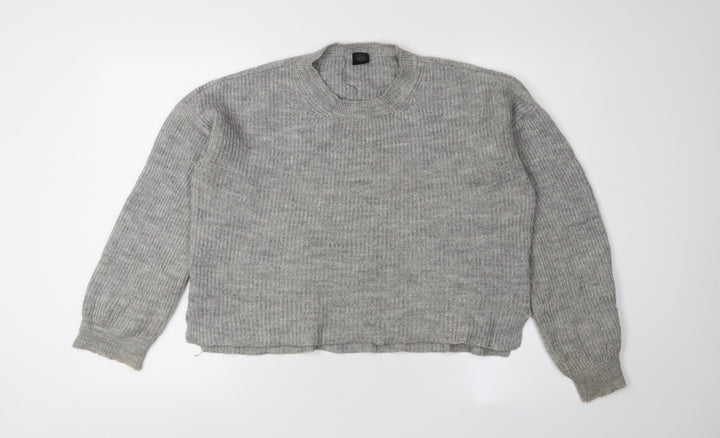 Women's Grey Chunky-Knit Pullover Jumper - S