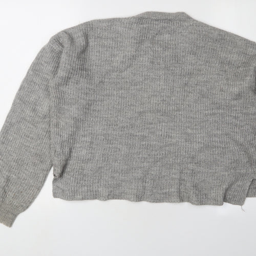 Women's Grey Chunky-Knit Pullover Jumper - S