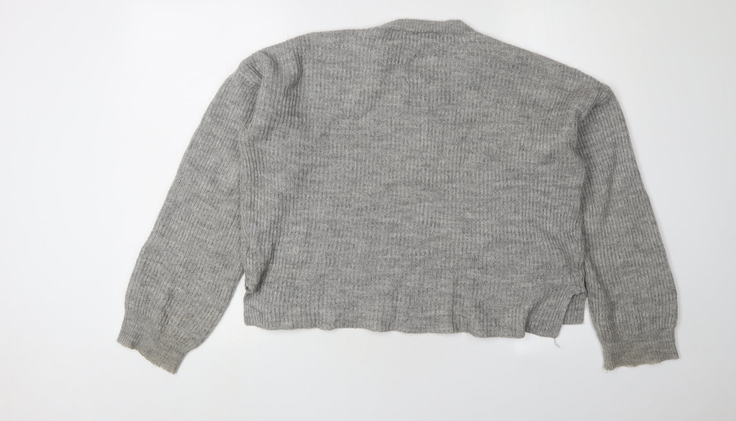 Women's Grey Chunky-Knit Pullover Jumper - S