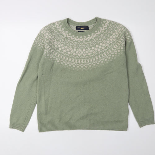 Paul Costelloe Women's Green Wool Fair Isle Jumper Size 12