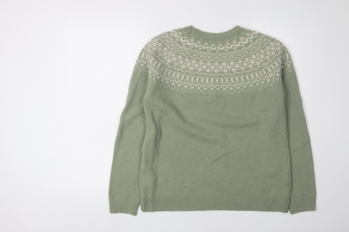 Paul Costelloe Women's Green Wool Fair Isle Jumper Size 12