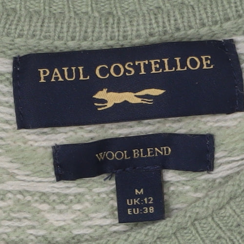 Paul Costelloe Women's Green Wool Fair Isle Jumper Size 12