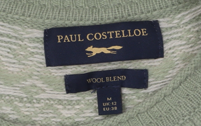 Paul Costelloe Women's Green Wool Fair Isle Jumper Size 12