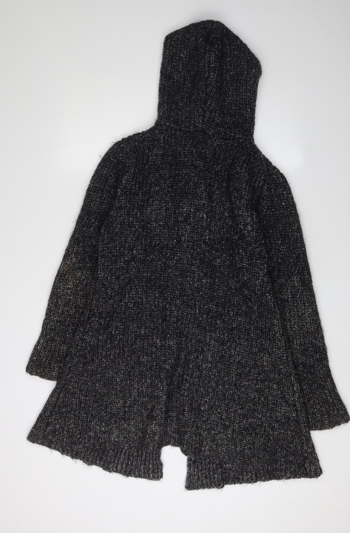 Hooch Women's Black Hooded Cardigan, Size 12, Chunky Knit