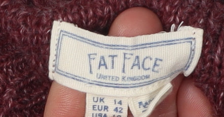 Fat Face Women's Red Pullover Crew Neck Jumper Size 14