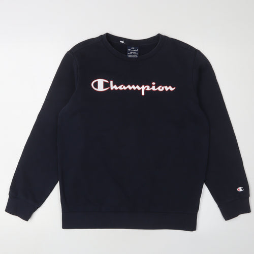 Champion Boys Black Logo Pullover Sweatshirt Large