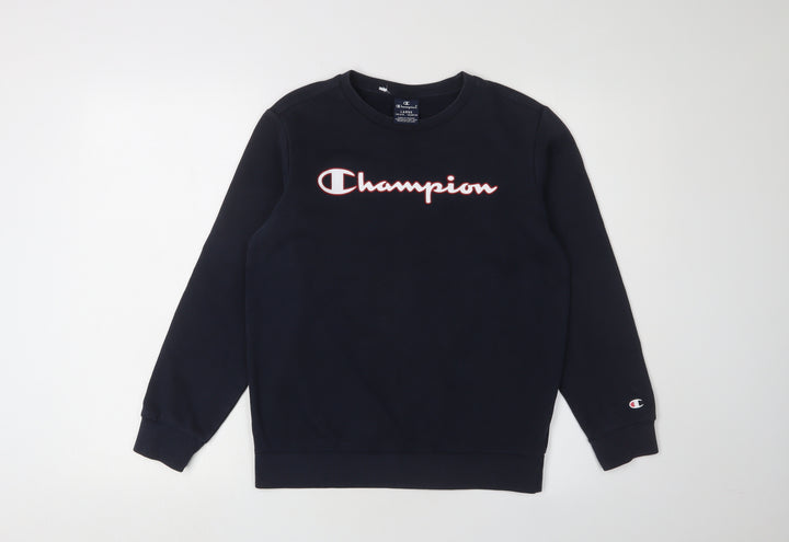 Champion Boys Black Logo Pullover Sweatshirt Large