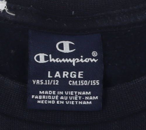 Champion Boys Black Logo Pullover Sweatshirt Large