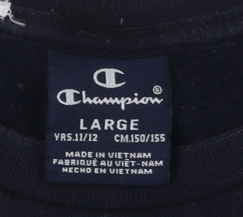 Champion Boys Black Logo Pullover Sweatshirt Large
