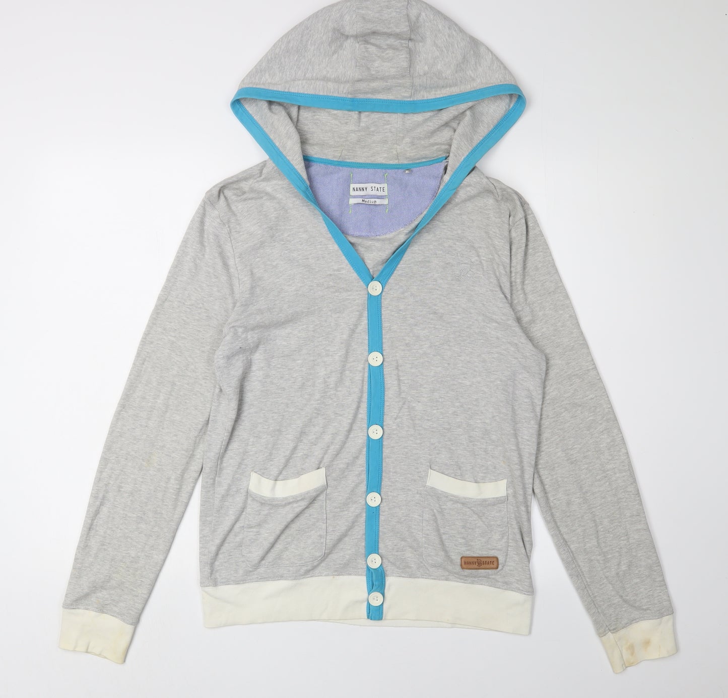 Nanny State Grey Hooded Cardigan M Unisex Adults