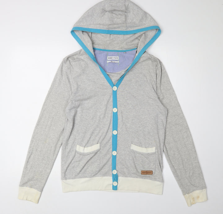 Nanny State Grey Hooded Cardigan M Unisex Adults