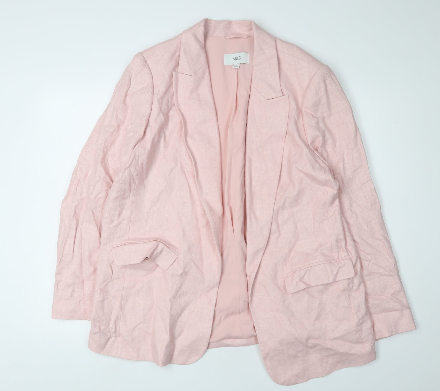 Marks and Spencer Women's Pink Linen Blazer Size 18