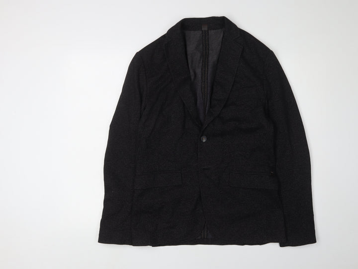 Zara Men's Black Blazer Size 36R Single-Breasted Formal