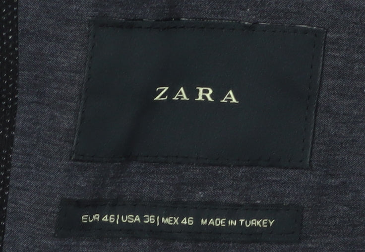 Zara Men's Black Blazer Size 36R Single-Breasted Formal