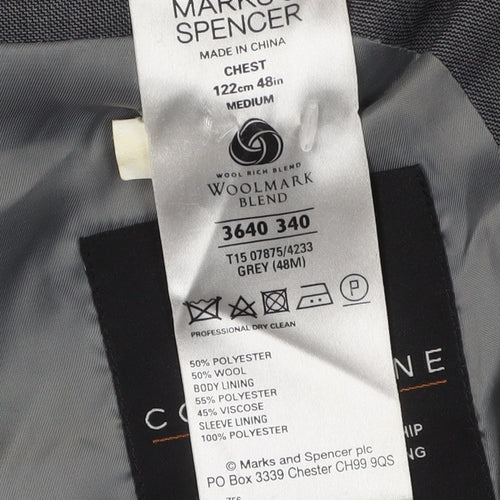 Marks and Spencer Men's Grey Blazer 48R, Business