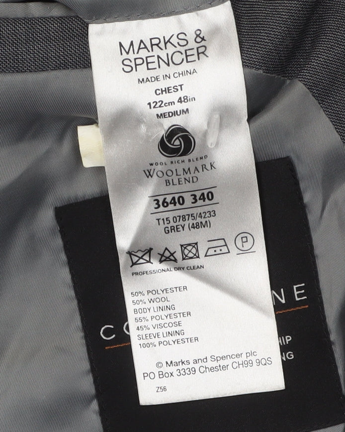 Marks and Spencer Men's Grey Blazer 48R, Business