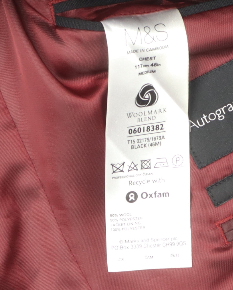 Marks and Spencer Men's Black Wool Blazer 46R