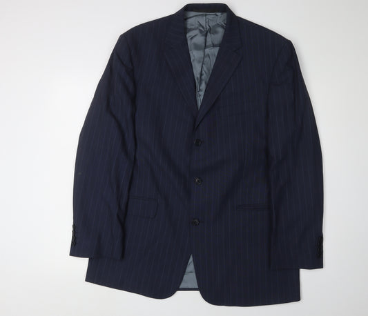 Marks and Spencer Men's Blue Striped Blazer, Size 42R