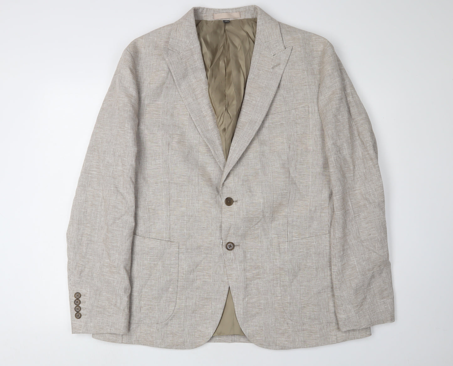 Marks and Spencer Men's Beige Check Blazer 44R