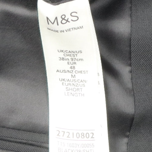 Marks and Spencer Men's Black Suit Jacket 38S