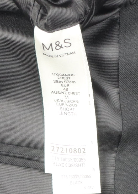Marks and Spencer Men's Black Suit Jacket 38S