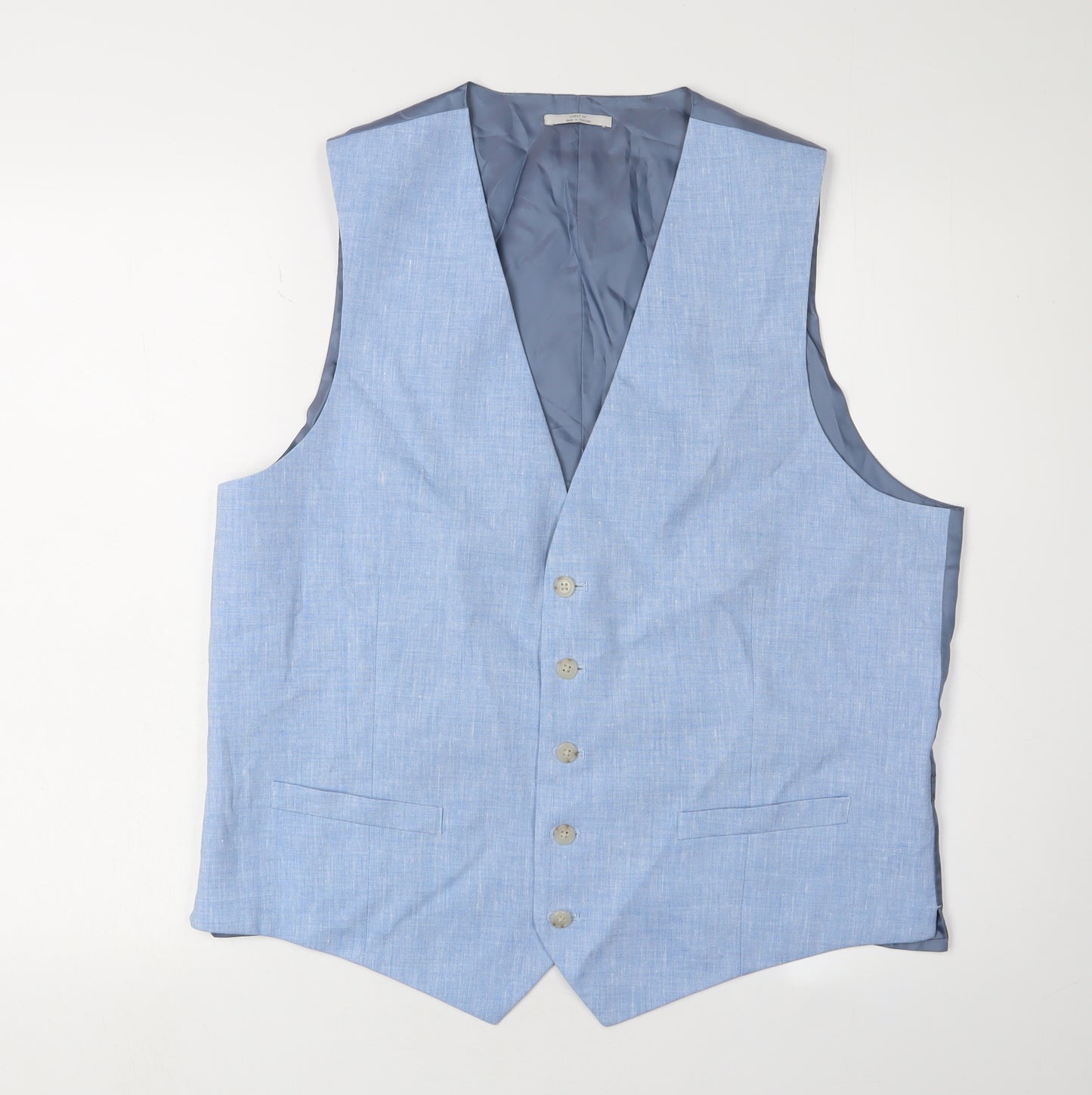 Marks and Spencer Men's Blue Linen Waistcoat 44R