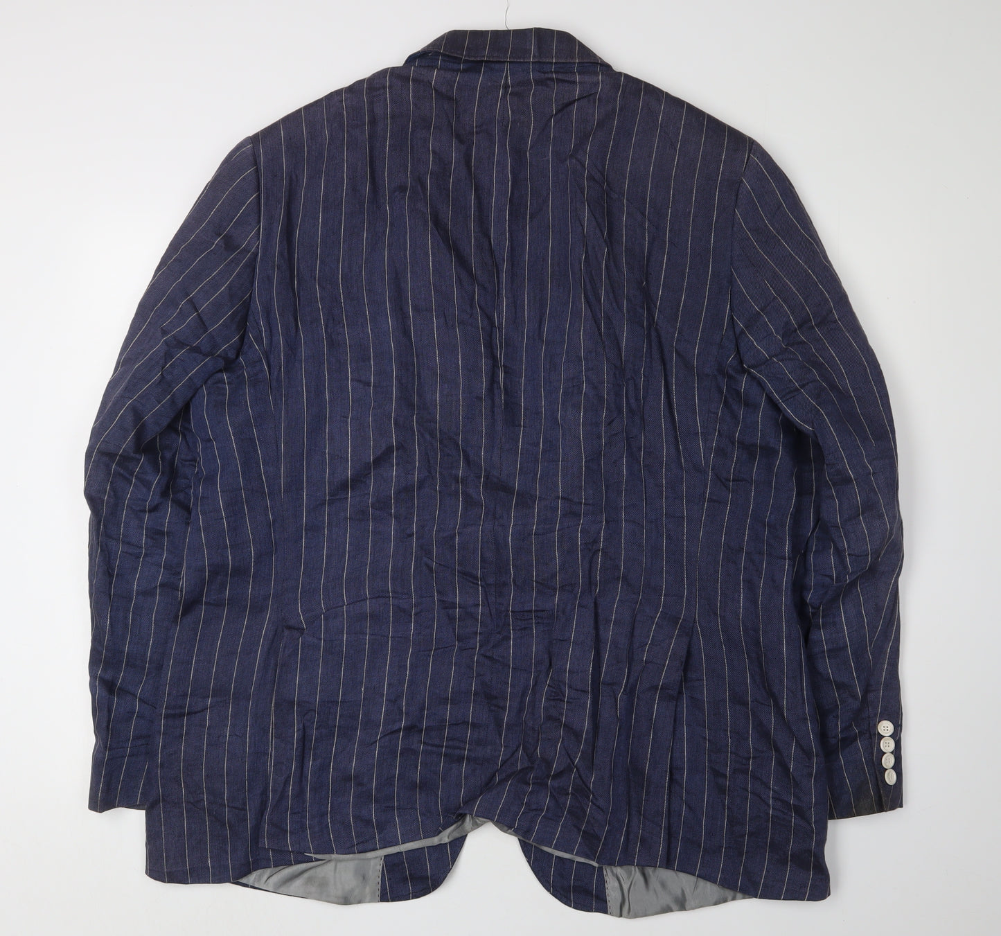 Marks and Spencer Men's Blue Long Blazer 48L Striped