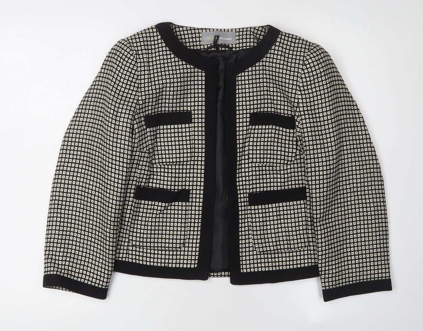 Marks and Spencer Women's Black Check Jacket Size 8