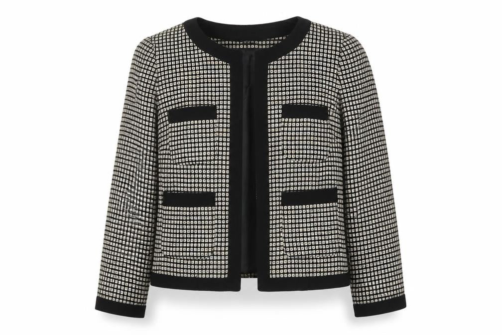 Front view of Marks & Spencer Women's Black Check Jacket, size 8