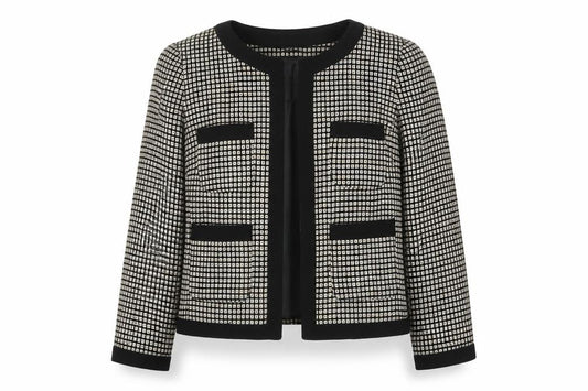 Front view of Marks & Spencer Women's Black Check Jacket, size 8