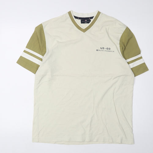 Marks and Spencer Men's Beige V-Neck T-Shirt S