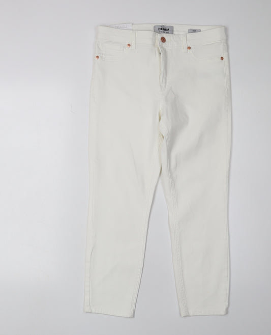 New Look Women's White Cropped Jeans Size 12