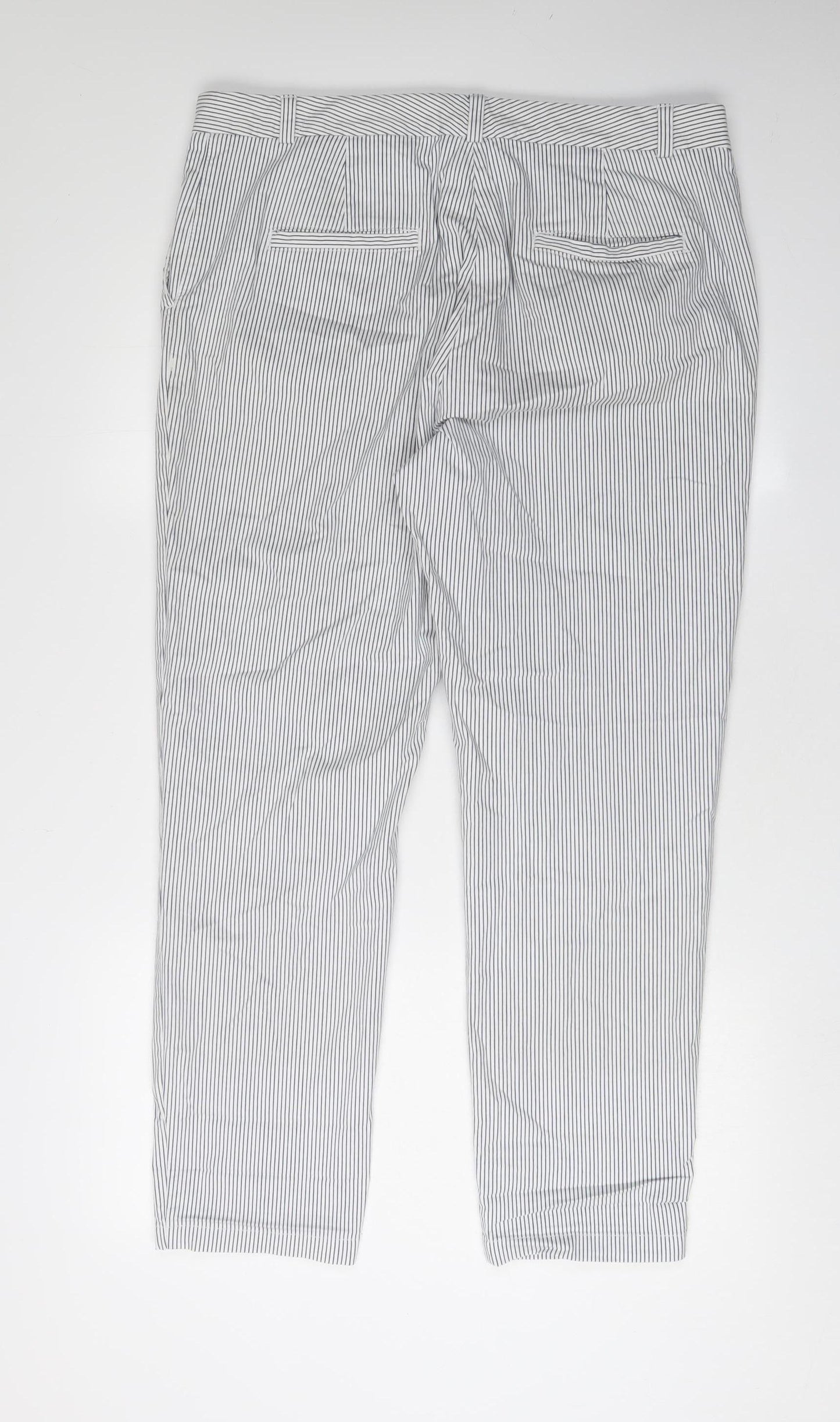 Marks and Spencer Women's White Striped Trousers Size 16