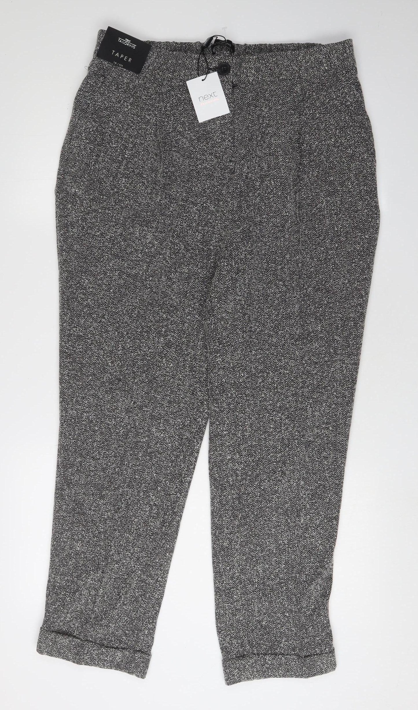 Next Women's Grey Tapered Trousers Size 14L
