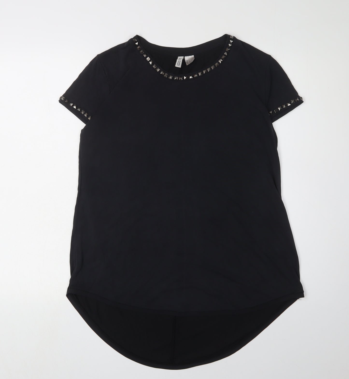 H&M Women's Black Studded T-Shirt, Size 8, Casual Chic