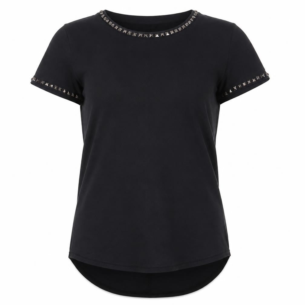 H&M Women's Black Studded T-Shirt, Size 8, Casual Chic