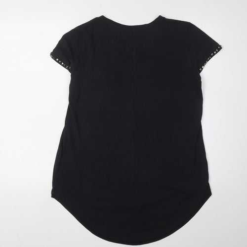 H&M Women's Black Studded T-Shirt, Size 8, Casual Chic