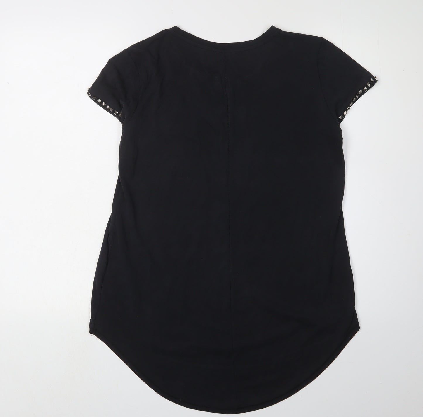 H&M Women's Black Studded T-Shirt, Size 8, Casual Chic