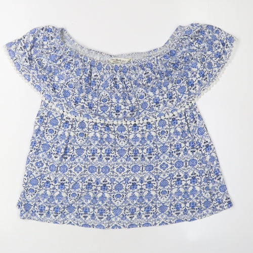 Miss Selfridge Women's Blue Floral Blouse Size 6