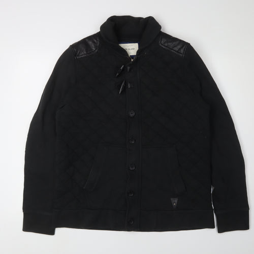 River Island Men's Black Quilted Cardigan Sweatshirt L