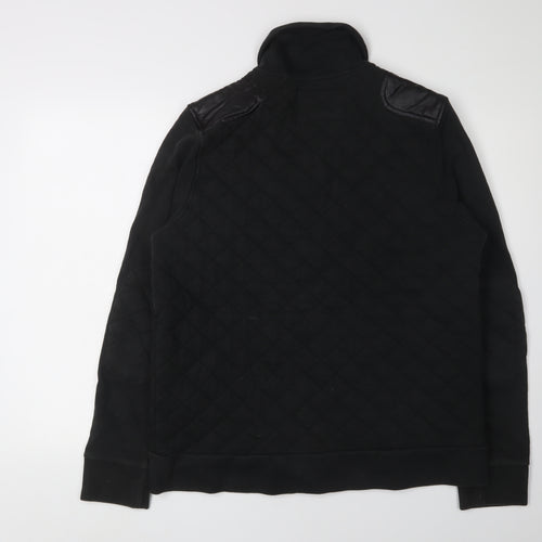 River Island Men's Black Quilted Cardigan Sweatshirt L
