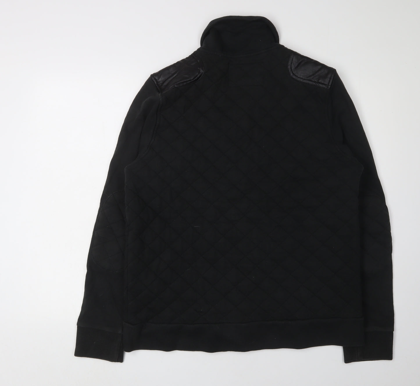 River Island Men's Black Quilted Cardigan Sweatshirt L