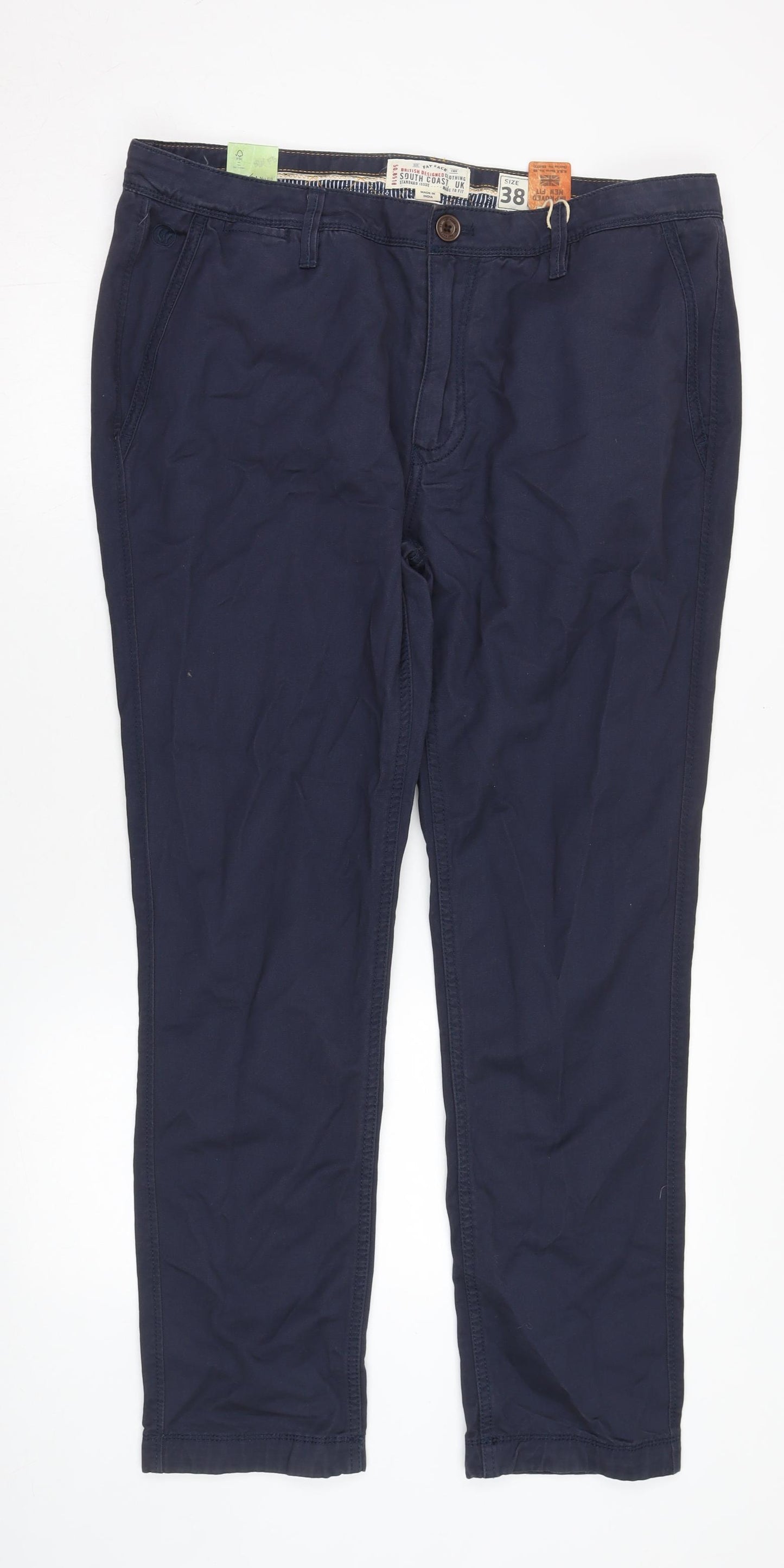 Fat Face Men's Blue Chino Trousers, Size 38 Regular