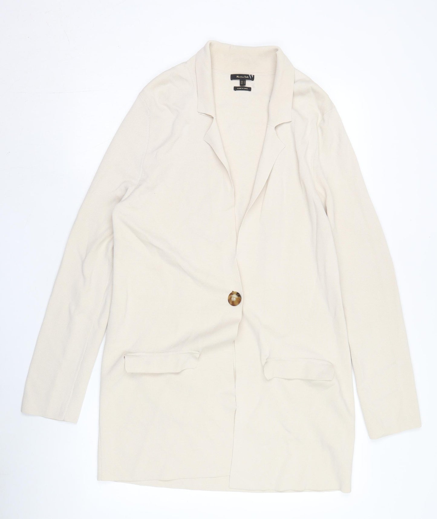Massimo Dutti Women Beige Cardigan M Long Sleeve Casual