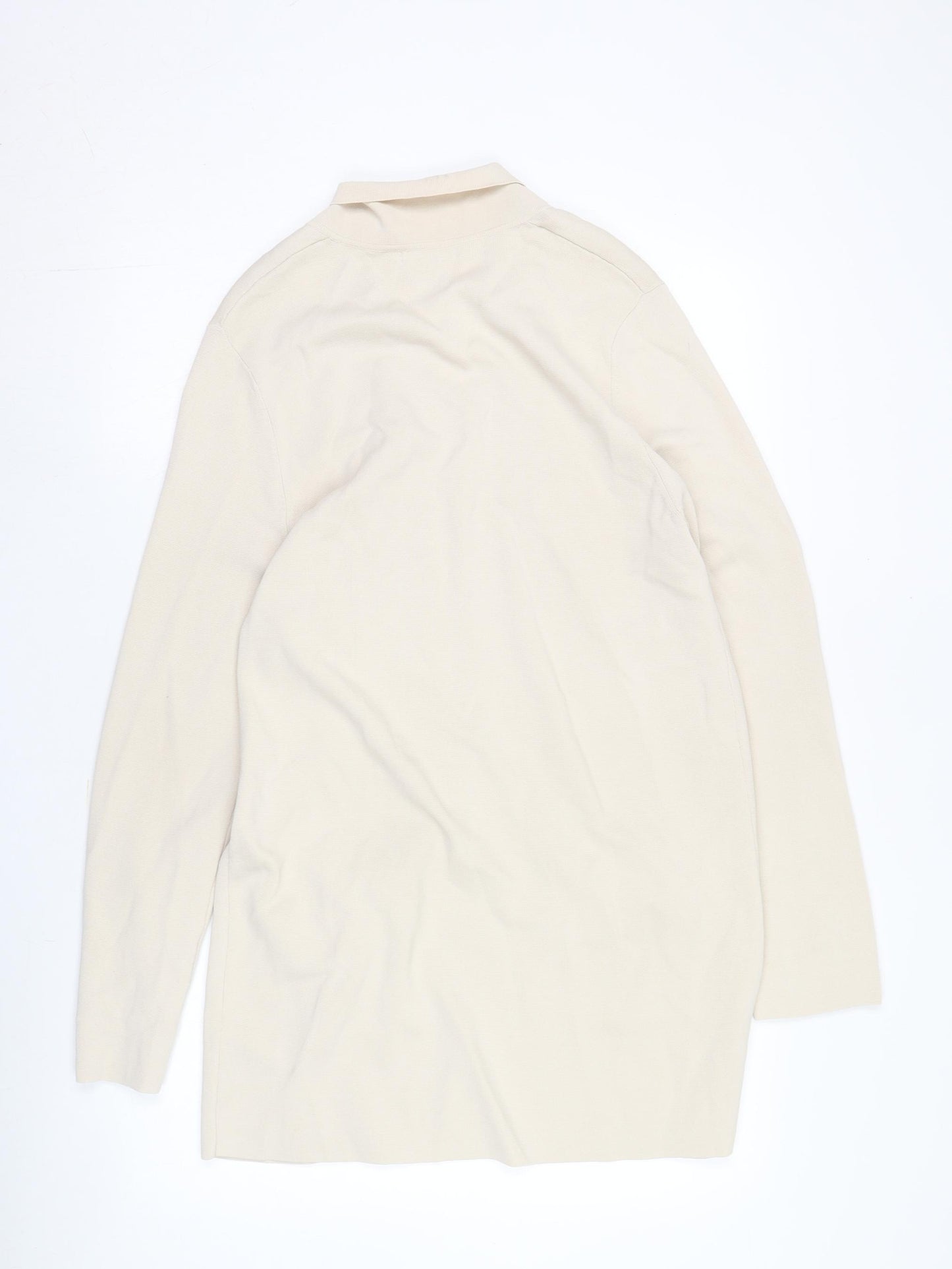 Massimo Dutti Women Beige Cardigan M Long Sleeve Casual
